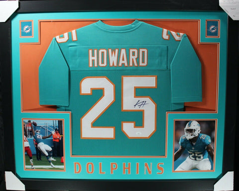 XAVIEN HOWARD (Dolphins teal SKYLINE) Signed Autographed Framed Jersey JSA