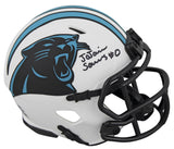 Panthers Ja'Tavion Sanders Signed Lunar Speed Mini Helmet W/ Case BAS Witnessed