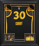 Warriors Stephen Curry Signed Black Nike 2023 City Edition Framed Jersey BAS W