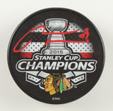 Marian Hossa Signed Chicago Blackhawks 2015 Stanley Cup Champ Logo Puck Schwartz