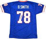 BUFFALO BILLS BRUCE SMITH AUTOGRAPHED BLUE JERSEY BECKETT BAS WITNESS 230186