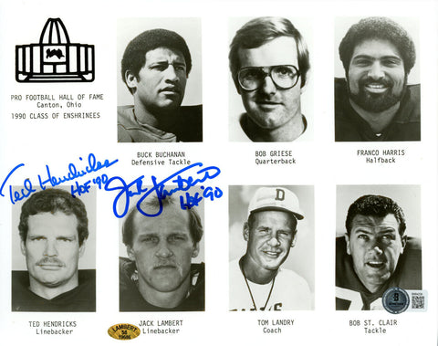 Jack Lambert & Ted Hendricks Signed Hall Of Fame 8x10 Photo Beckett 45556