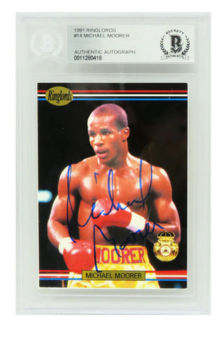 Michael Moorer Autographed 1991 Ringlords Boxing Trading Card #14 - BECKETT