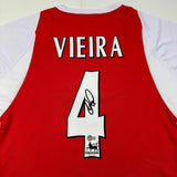 Autographed/Signed Patrick Vieira Arsenal Red Soccer Jersey Beckett BAS COA