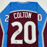 Autographed/Signed Ross Colton Colorado Maroon Hockey Jersey Beckett BAS COA