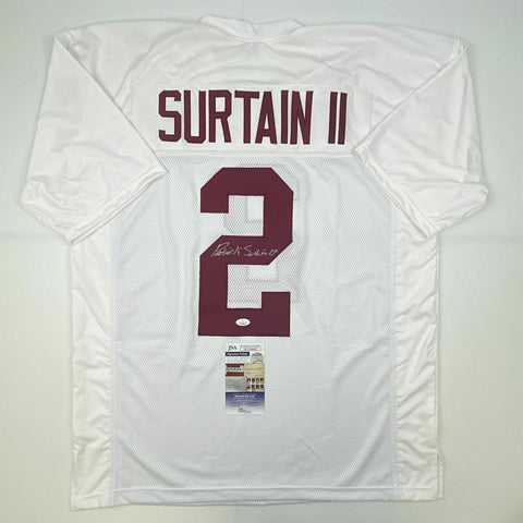 Autographed/Signed PATRICK SURTAIN II Alabama White College Jersey JSA COA Auto