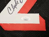 PORTLAND TRAIL BLAZERS CLYDE DREXLER AUTOGRAPHED BLACK JERSEY JSA STOCK #215756