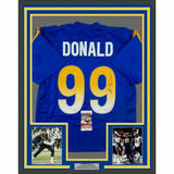 FRAMED Autographed/Signed AARON DONALD 33x42 Los Angeles Royal Jersey JSA COA