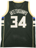 BUCKS GIANNIS ANTETOKOUNMPO AUTOGRAPHED GREEN JERSEY BECKETT WITNESS 232744