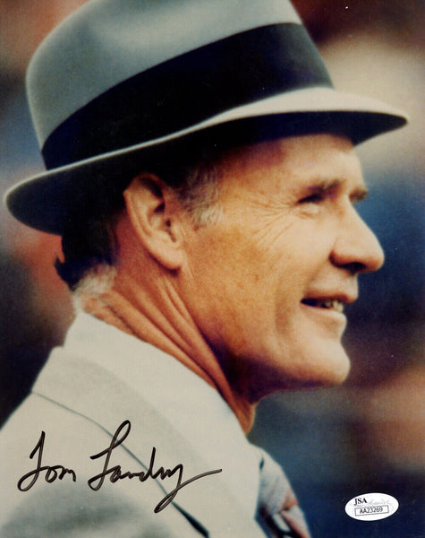 Tom Landry Autographed/Signed Dallas Cowboys 8x10 Photo JSA 48337