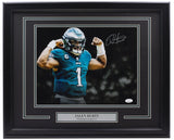 Jalen Hurts Signed Framed Philadelphia Eagles 11x14 Football Flexing Photo JSA