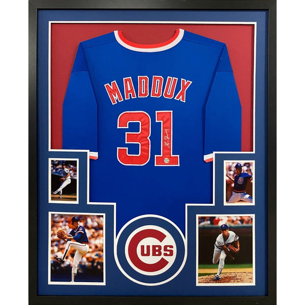 Greg Maddux Autographed Signed Framed Blue Chicago Cubs Jersey JSA