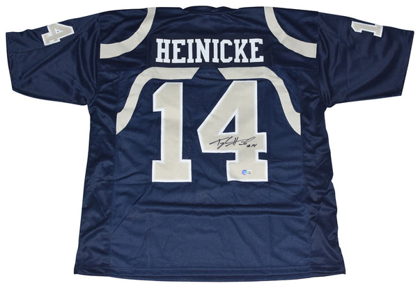 TAYLOR HEINICKE AUTOGRAPHED OLD DOMINION MONARCHS #14 NAVY JERSEY BECKETT