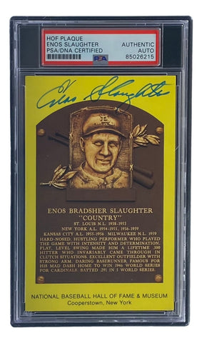 Enos Slaughter Signed 4x6 St Louis Cardinals HOF Plaque Card PSA/DNA 85026215