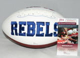 EVAN ENGRAM AUTOGRAPHED SIGNED OLE MISS MISSISSIPPI REBELS LOGO FOOTBALL JSA