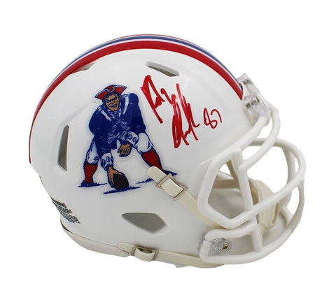 Rob Gronkowski Signed New England Patriots Speed Throwback 1982-1989 Mini Helmet