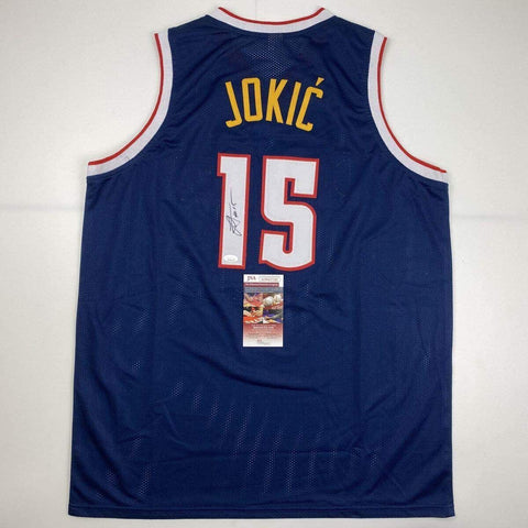 Autographed/Signed Nikola Jokic Denver Dark Blue Basketball Jersey JSA COA