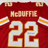 Autographed/Signed Trent McDuffie Kansas City Red Football Jersey JSA COA