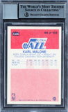 Jazz Karl Malone Signed 1986 Fleer #68 Rookie Card Auto 10! (Creased) BAS Slab