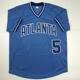 Autographed/Signed BOB HORNER Atlanta Light Blue Baseball Jersey JSA COA Auto