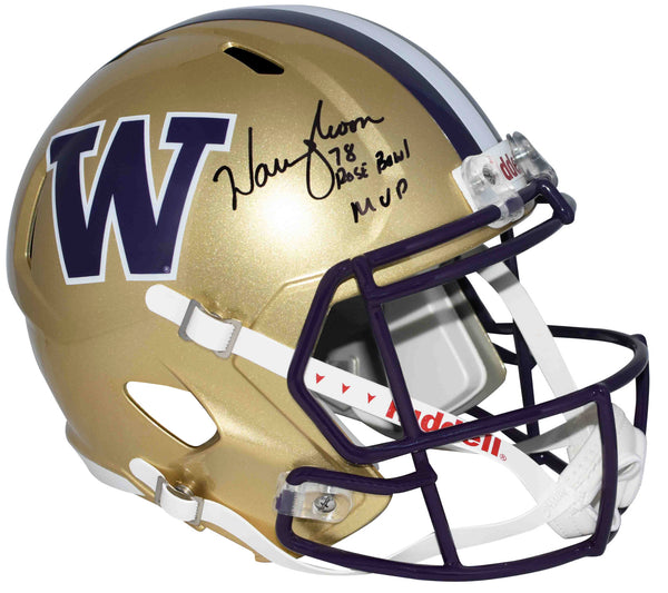 WARREN MOON SIGNED WASHINGTON HUSKIES FULL SIZE SPEED HELMET W/ 78 ROSE BOWL MVP