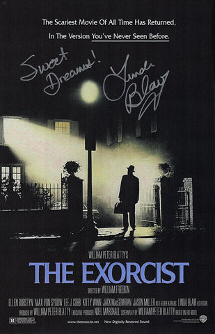 Linda Blair Signed The Exorcist 11x17 Movie Poster w/Sweet Dreams (SCHWARTZ COA)