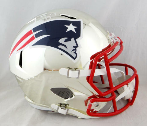 Sony Michel Autographed NE Patriots Full Size Chrome Helmet - Beckett Auth *Wh