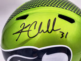 KAM CHANCELLOR AUTOGRAPHED SEAHAWKS FLASH GREEN FULL SIZE HELMET MCS HOLO 197181