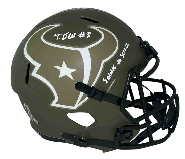 TANK DELL AUTOGRAPHED HOUSTON TEXANS SALUTE TO SERVICE FULL SIZE HELMET BECKETT