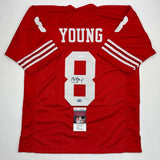 Autographed/Signed Steve Young San Francisco Red Football Jersey JSA COA