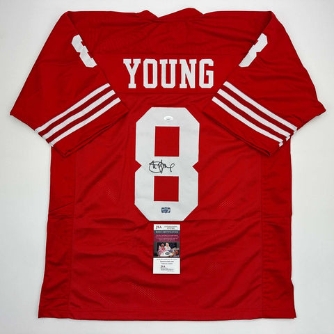 Autographed/Signed Steve Young San Francisco Red Football Jersey JSA COA