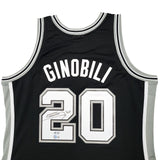 SPURS MANU GINOBILI AUTOGRAPHED BLACK M&N SWINGMAN JERSEY XL BECKETT 211905