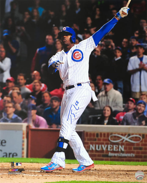 Jorge Soler Signed Cubs White Jersey Batting Action 16x20 Photo - (SCHWARTZ COA)