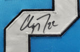 PANTHERS CHRISTIAN MCCAFFREY AUTOGRAPHED FRAMED BLUE JERSEY BECKETT 191181