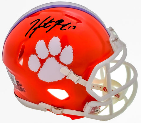 HUNTER RENFROW AUTOGRAPHED CLEMSON ORANGE SPEED MINI HELMET BECKETT QR 205672