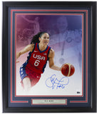 Sue Bird Signed Framed 16x20 USA Basketball Collage Photo JSA Steiner