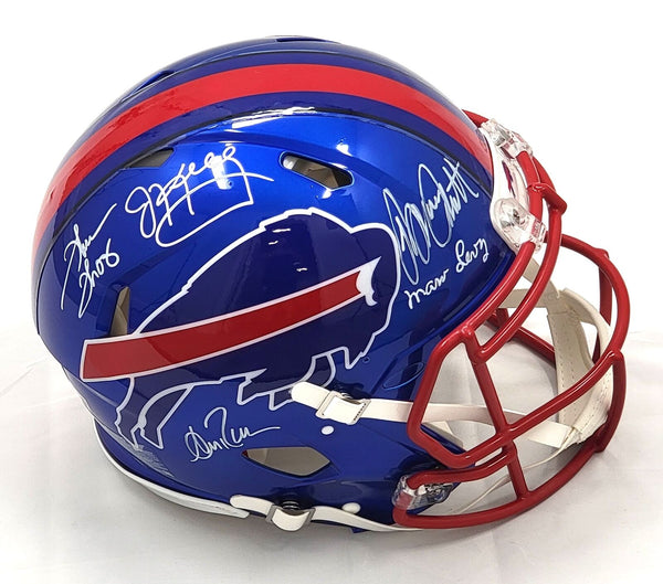 Jim Kelly Reed Thomas Smith Levy Signed Bills Authentic Flash Helmet Beckett