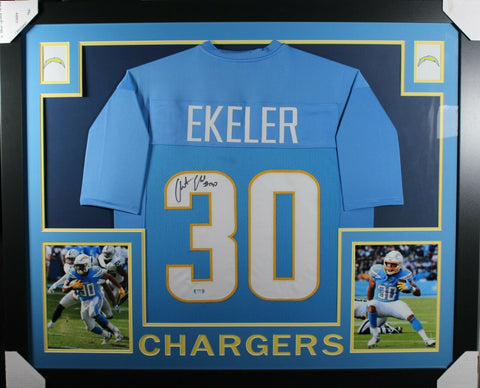 AUSTIN EKELER (Chargers light blue SKYLINE) Signed Autographed Framed Jersey JSA