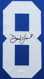 Daniel Jones Signed New York Giants 31x35 Custom Framed Blue Jersey (JSA COA)