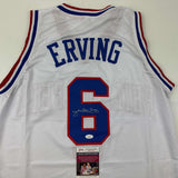 Autographed/Signed Julius Erving Dr. J Philadelphia White Jersey JSA COA