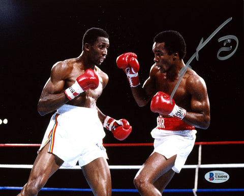 SUGAR RAY LEONARD AUTOGRAPHED SIGNED 8X10 PHOTO VS. THOMAS HEARNS BECKETT 178111