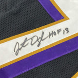 Framed Autographed Jonathan Ogden 33x42 HOF 13 Baltimore Black Jersey JSA COA