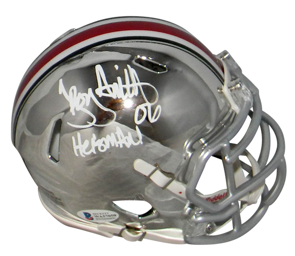 TROY SMITH SIGNED OHIO STATE BUCKEYES CHROME SPEED MINI HELMET W/ 06 HEISMAN