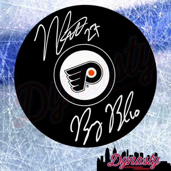 Noah Cates, Bobby Brink Philadelphia Flyers Autographed Signed Puck JSA PSA Pass