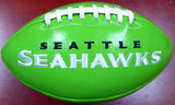 RUSSELL WILSON AUTOGRAPHED GREEN LOGO FOOTBALL SEATTLE SEAHAWKS RW HOLO 113614