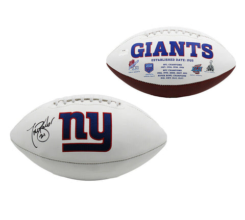 Tiki Barber Signed New York Giants Embroidered White NFL Football