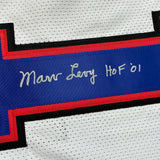 Autographed/Signed Coach Marv Levy HOF 01 Buffalo White Jersey Beckett BAS COA