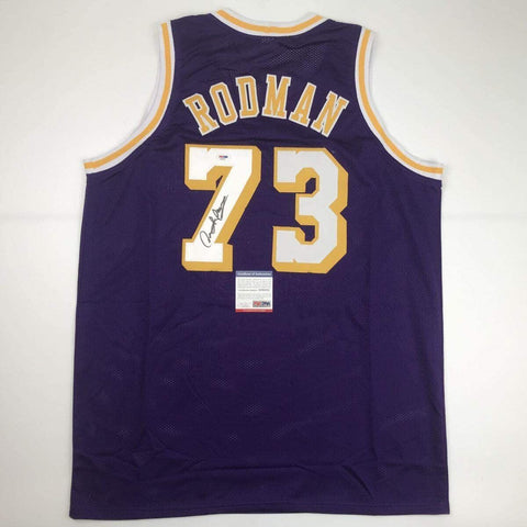 Autographed/Signed Dennis Rodman Los Angeles LA Purple Jersey PSA/DNA COA