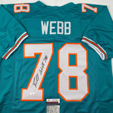 Autographed/Signed Richmond Webb Miami Teal Football Jersey JSA COA