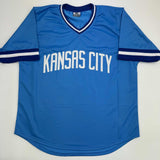 Autographed/Signed Bret Saberhagen Kansas City Blue Baseball Jersey JSA COA